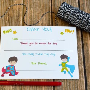 Kids Fill In the Blank Super Hero Thank You Notes / Kids Thank You Notes / Childrens Superhero Thank You Note Cards / Fill In The Blank Card image 2