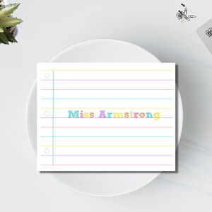 Teacher&#39;s Personalized Stationery / Personalized Stationary / Personalized Note Cards / Stationery Set of 12 - Notebook Paper Teacher Design