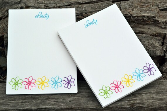 personalized notepads flower design