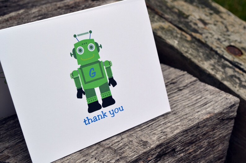 Kids Personalized Stationery / Kids Notecards / Kids Notes / Kids Thank You Note Cards Robot image 3