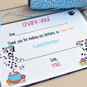 Kids Fill In the Blank Thank You Notes / Kids Thank You Notes / Childrens Dalmation Thank You Note Cards / Fill In The Blank Dalmation Notes image 1