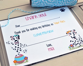 Kids Fill In the Blank Thank You Notes / Kids Thank You Notes / Childrens Dalmation Thank You Note Cards / Fill In The Blank Dalmation Notes