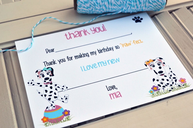 Kids Fill In the Blank Thank You Notes / Kids Thank You Notes / Childrens Dalmation Thank You Note Cards / Fill In The Blank Dalmation Notes image 1