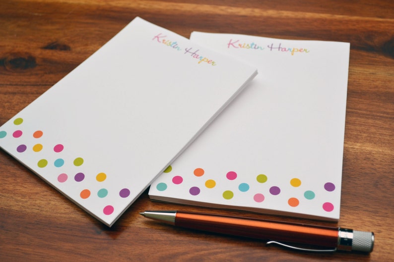 Personalized Notepads Personalized Colorful Dots Notepads Personalized Notebook Personalized Note Pads Note pads Set of 2 Notepads