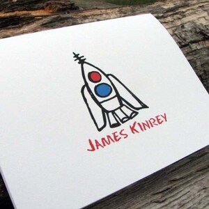 Personalized Note Cards - Personalized Stationery - Stationary Set - Personalized Cards - Personalized Notes - Boys Rocket Ship Stationery