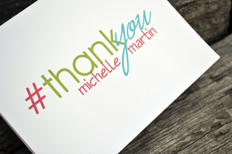 Hashtag Thank You Cards Bridal Shower Thank You Notes Personalized Wedding Thank You Cards Social Media Stationery