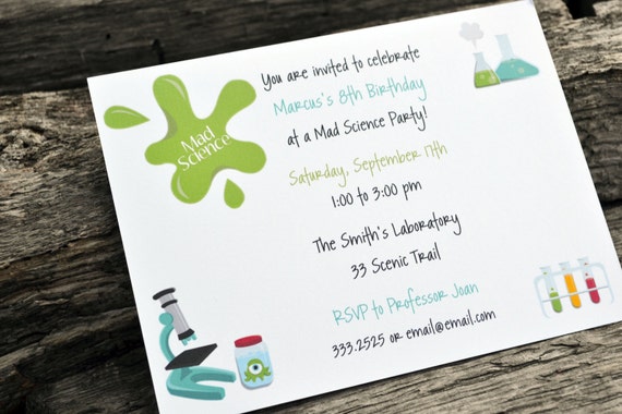 kids science birthday party invitations kids science party etsy