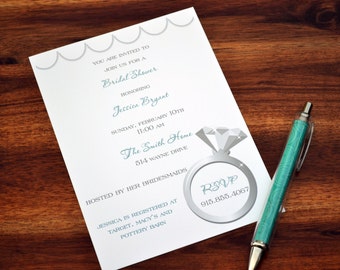 Engagement or Bridal Shower Party Invitation / Engagement Ring Invite / Bridal Shower Invitation / Engagement Party Invite / Ring Party