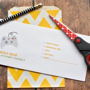 Personalized School Money Envelope for Money and Notes Video Game Envelope Design Personalized School Envelopes Video Game Envelope image 5