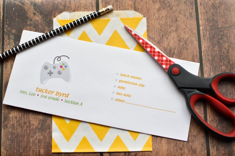 Personalized School Money Envelope for Money and Notes Video Game Envelope Design Personalized School Envelopes Video Game Envelope image 5
