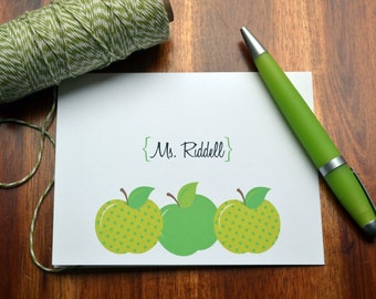 Teacher Personalized Stationery / Personalized Stationary / Personalized Note Cards / Stationery Set / Apple for teacher Design / Set of 12