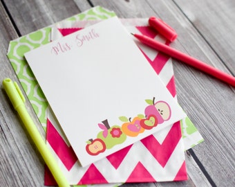 Personalized Apple Teacher Notepads / Personalized Notebook / Personalized Apple Teacher Note Pads/ Set of Notepads /  Set of 2 Notepads