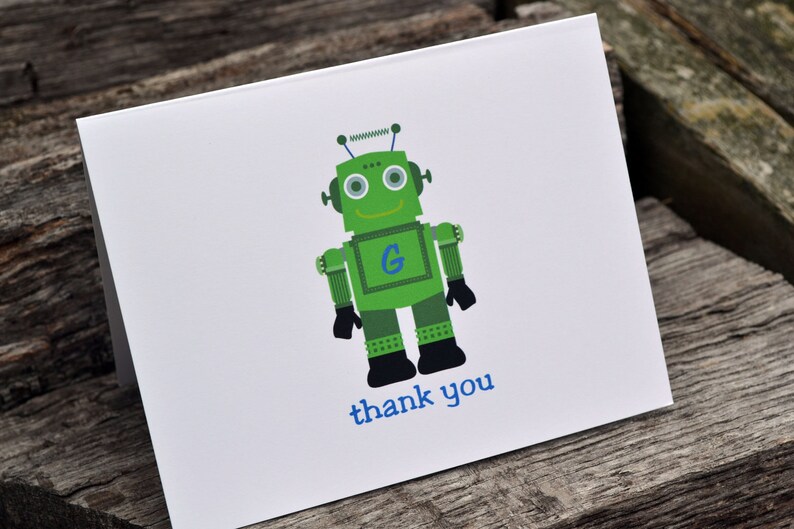 Kids Personalized Stationery / Kids Notecards / Kids Notes / Kids Thank You Note Cards Robot image 1
