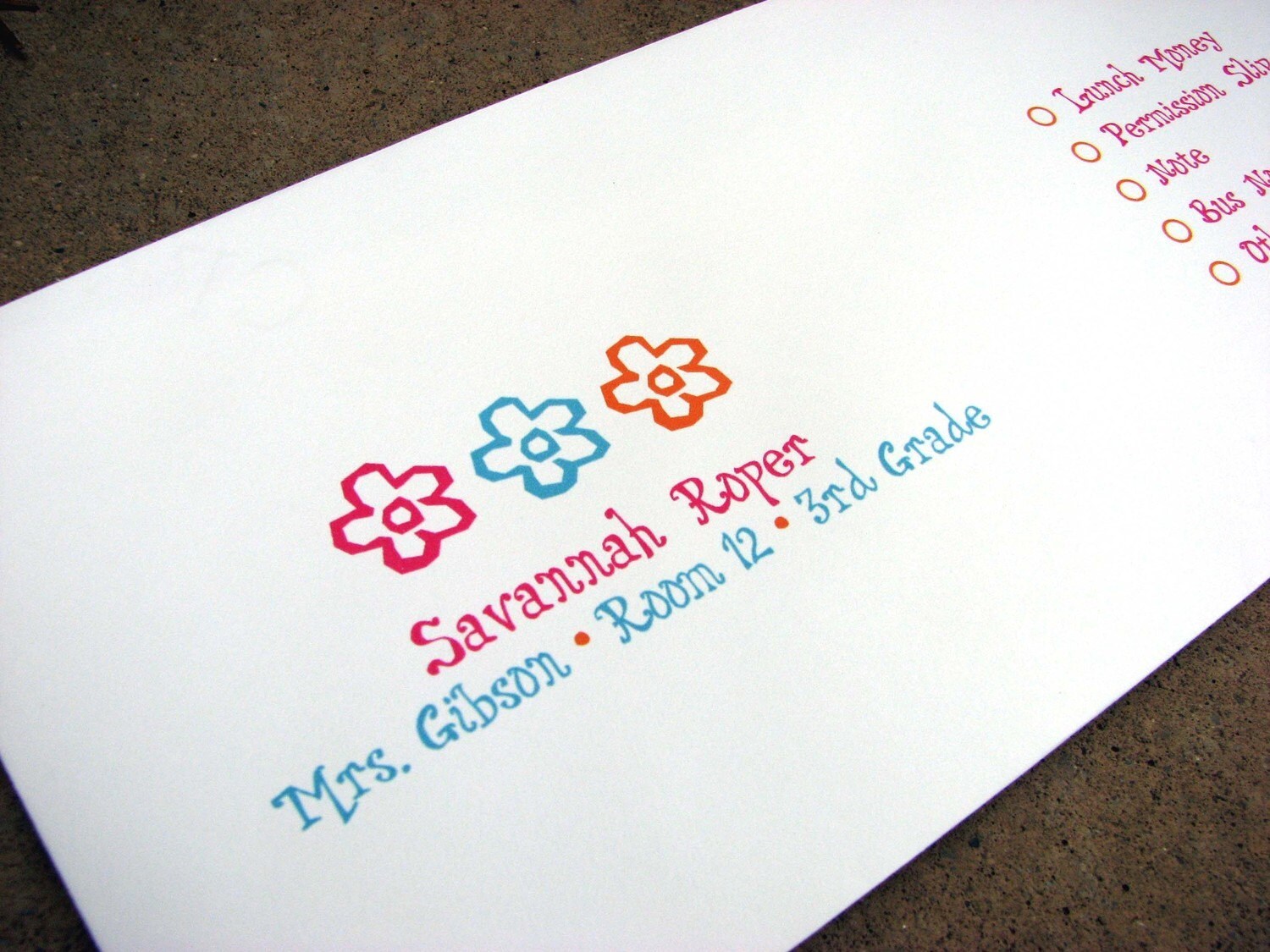 Girls Personalized School Envelopes for Money and Notes Etsy