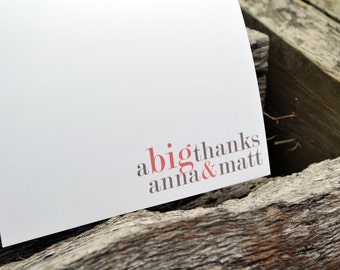 Wedding Thank You Cards / Thank You Cards - Couples Stationery Big Thanks Personalized Notes