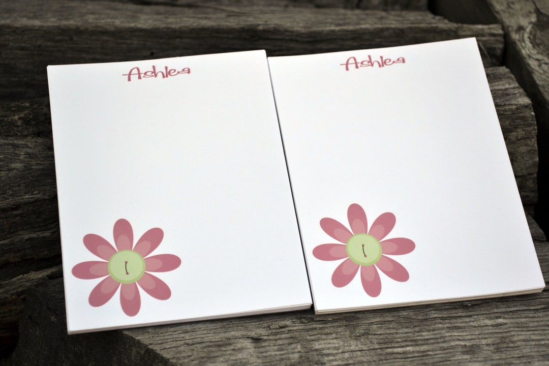 Personalized Flower Monogram Notepad Set, Custom Stationery - Etsy