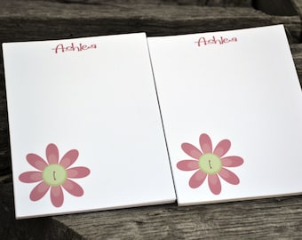 Set of 2 Flower Monogram Notepads / Personalized Notebook / Monogram Button Flower Note Pad Set / Set of Notepads /  Set of 2 Button Flower