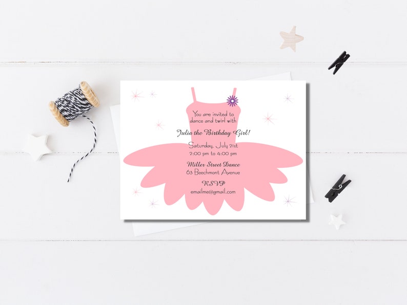 Girls Ballet Party Invitation / Ballet Invite / Kids Ballet Birthday Party Invitation / Dancy Party Invite / Birthday Party image 3