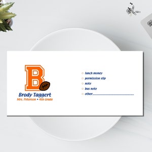 Personalized Back to School Envelopes for Money & Notes / Sports Design / Football Theme / Custom School Envelopes / Back to School Gifts