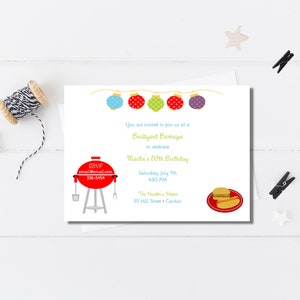 Backyard BBQ Party Invitations BBQ Party Invitations Barbeque Party Invites Grill Party Invitations Grill Party Backyard Party image 2