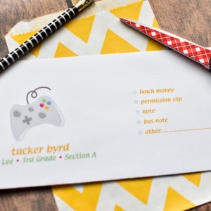 Personalized School Money Envelope for Money and Notes Video Game Envelope Design Personalized School Envelopes Video Game Envelope image 3