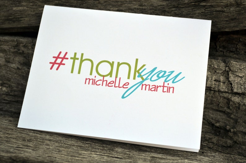 Hashtag Thank You Cards Bridal Shower Thank You Notes Personalized Wedding Thank You Cards Social Media Stationery