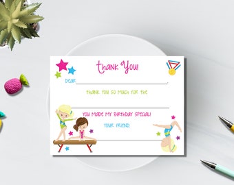 Kids Fill In the Blank Thank You Notes / Gymnastics Thank You Notes / Gymnastics Thank You Note Cards / Fill In The Blank / Gymnastics Notes