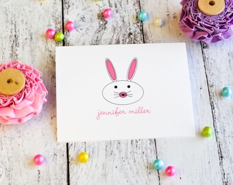 Easter Bunny Note Cards / Easter Notes / Easter Greeting Card / Easter Basket Gift / Easter Stationery /Personalized Girls Note Cards