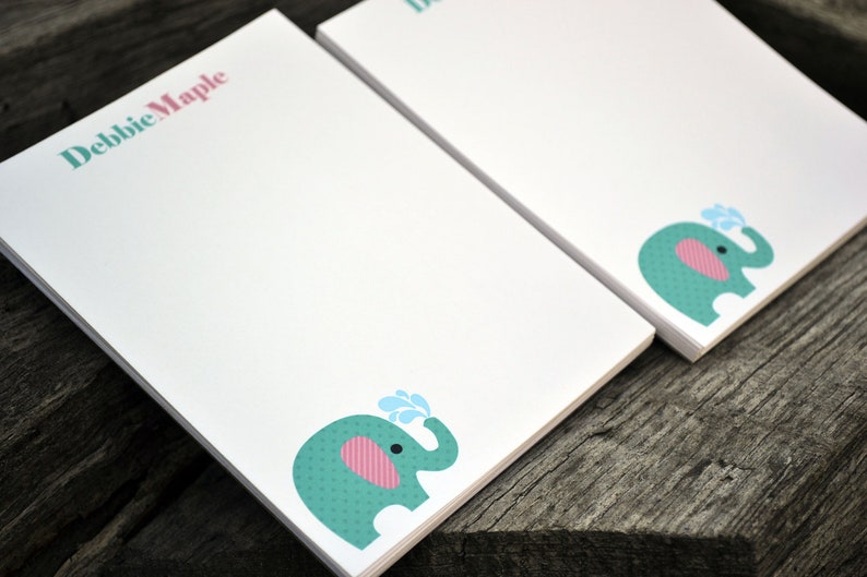 Personalized Notepads / Personalized Elephant Notepads / Personalized Notebook / Elephant Note Pads/ Set of Notepads / Set of 2 Elephant image 1