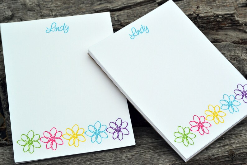 Personalized Notepads / Flower Design Notepads / Personalized Etsy