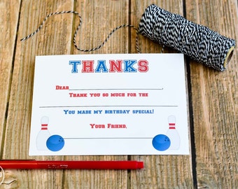 Kids Fill In the Blank Bowling Thank You Notes / Set of 12 Thank You Notes / Childrens Bowling Thank You Cards / Fill In The Blank Notes