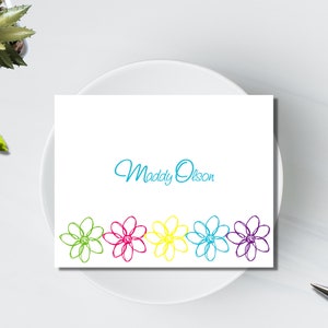 Personalized Doodle Flower Stationery Set of Personalized Notes Custom Thank You Notes Personalized Notecards Doodle Flower Design image 3