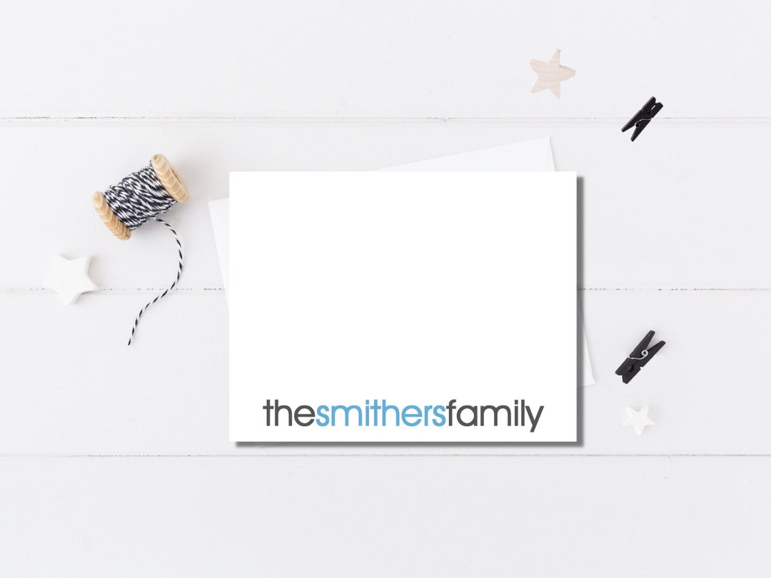 Personalized Family Note Cards / Set of Modern Stationery Notes / Set