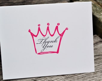 Thank You Note Cards - Princess Thank You Notes - Princess Note Cards - Stationery Set - Set of Note Cards - Girls Crown Stationery Set