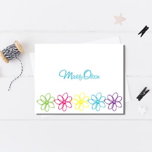 Personalized Doodle Flower Stationery Set of Personalized Notes Custom Thank You Notes Personalized Notecards Doodle Flower Design image 2