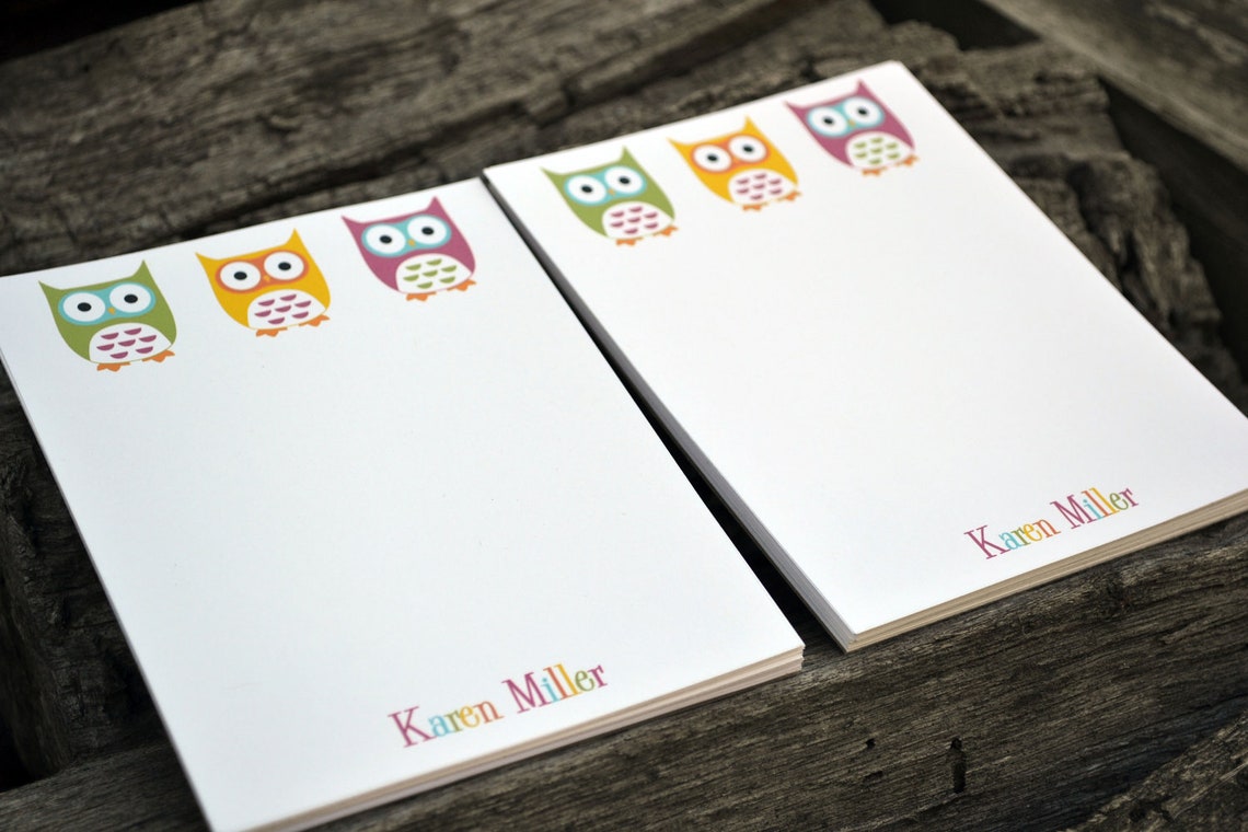 Personalized Notepads / Personalized Owl Notepads Etsy