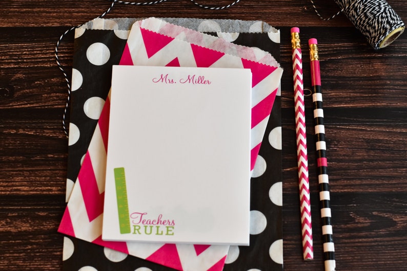 Set of 2 Teacher Notepads / Monogram Personalized Notebook / Etsy