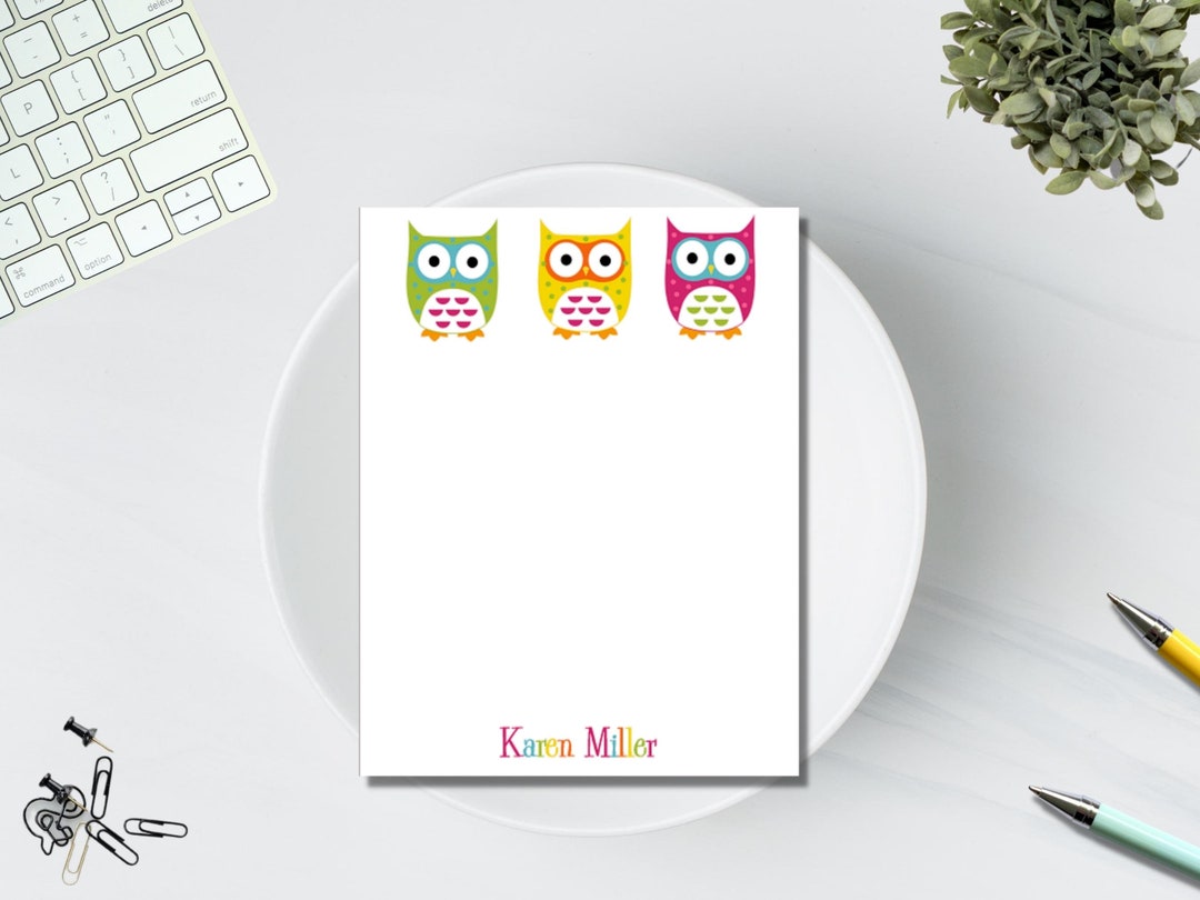 Set of 2 Personalized Notepads / Monogram Owl Notepad / Personalized
