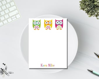 Set of 2 Personalized Notepads / Monogram Owl Notepad / Personalized Notebook / Personalized Note Pad / Notepads /  Teacher Gift Owl Design