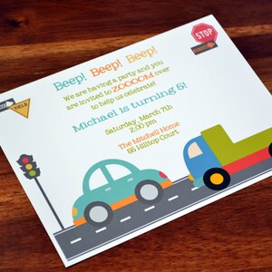 Truck Birthday Party Invitations / Cars and Trucks Birthday Party / Boys Birthday Party Invite / Kids Birthday Party Invitation / Cars Party image 2