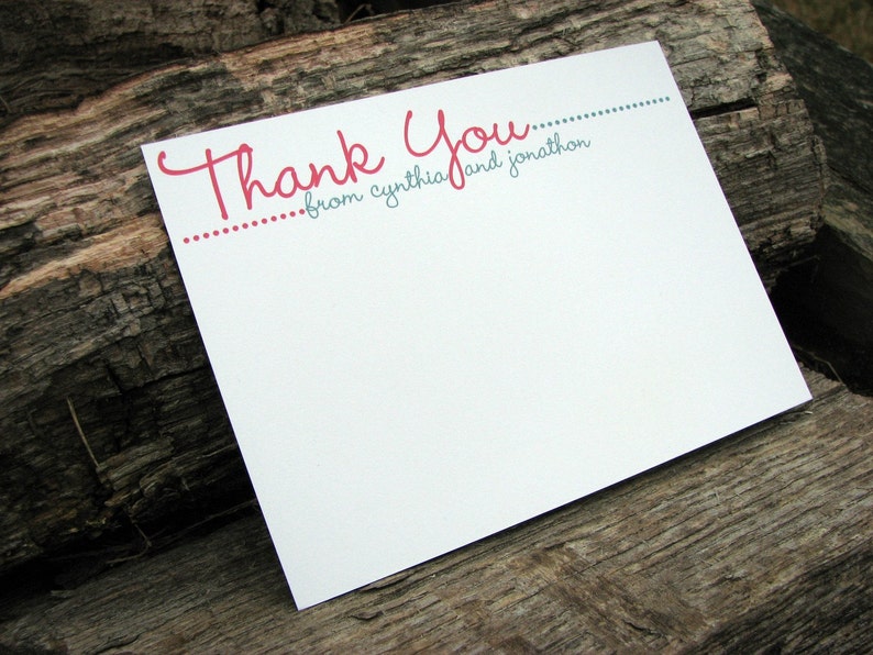 Wedding Thank You Cards / Bridal Shower Thank You Notes / Personalized Flat Thank You Note Cards Modern Polka Dot image 2