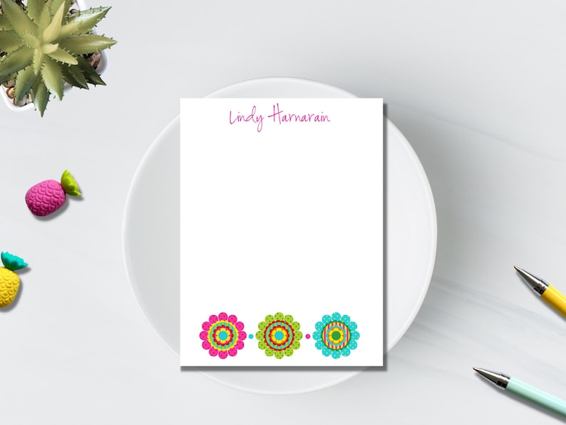 Personalized Notepads / Personalized Flower Notepads / Personalized Notebook / Personalized Flower Note Pads/ Set of Notepads / Set of 2 image 1