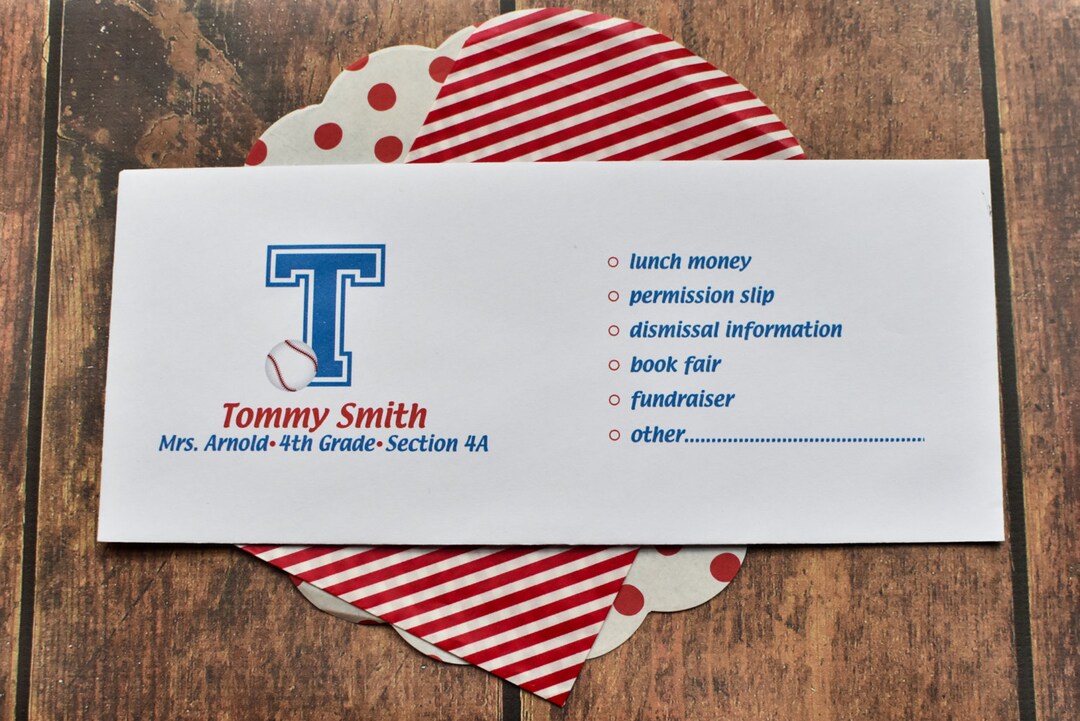 Personalized School Money Envelope for Money and Notes Etsy