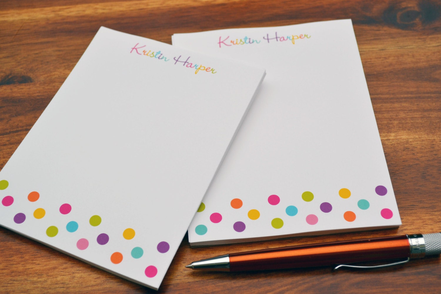 Personalized Notepads / Personalized Colorful Dots Notepads / Etsy