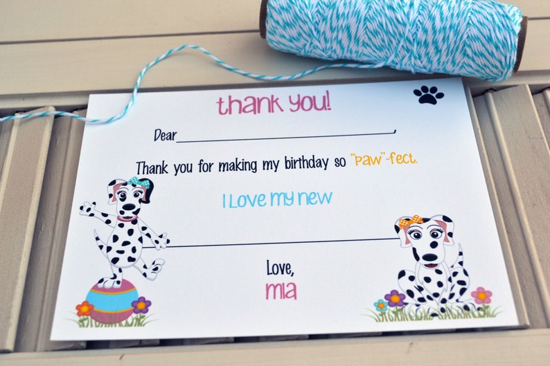 Kids Fill In the Blank Thank You Notes / Kids Thank You Notes / Childrens Dalmation Thank You Note Cards / Fill In The Blank Dalmation Notes image 4