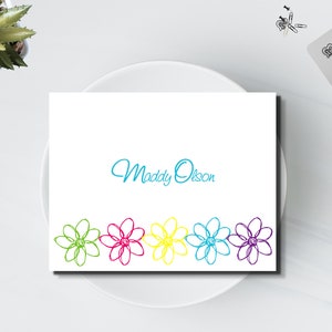 Personalized Doodle Flower Stationery Set of Personalized Notes Custom Thank You Notes Personalized Notecards Doodle Flower Design image 1