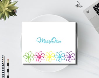Personalized Doodle Flower Stationery - Set of Personalized Notes - Custom Thank You Notes - Personalized Notecards Doodle Flower Design
