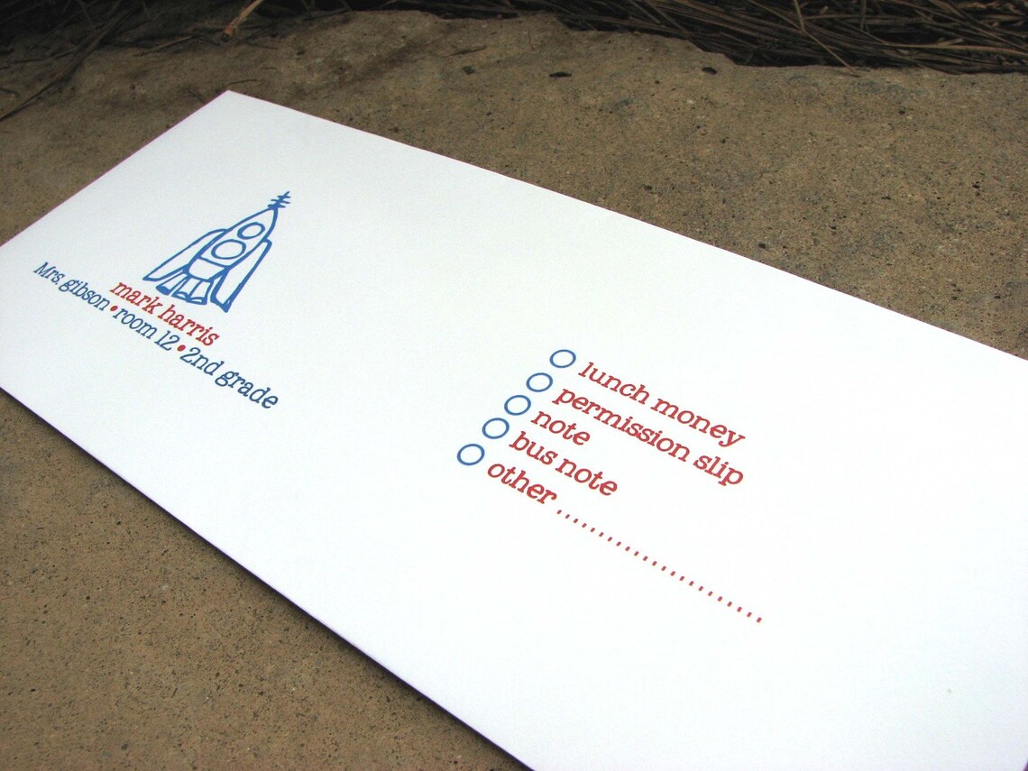 Personalized School Envelope for Money and Notesblast Off Etsy