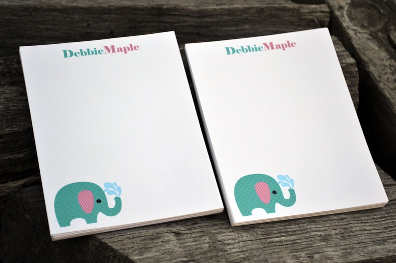 Personalized Notepads / Personalized Elephant Notepads / Personalized Notebook / Elephant Note Pads/ Set of Notepads / Set of 2 Elephant image 2