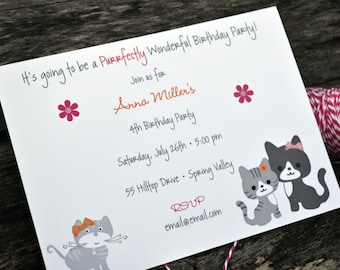 Birthday Party Invitation / Kitty Cat Party Invitation / Kids Birthday Party Invitation / Cat Party Invitation / Party Invite / Birthday